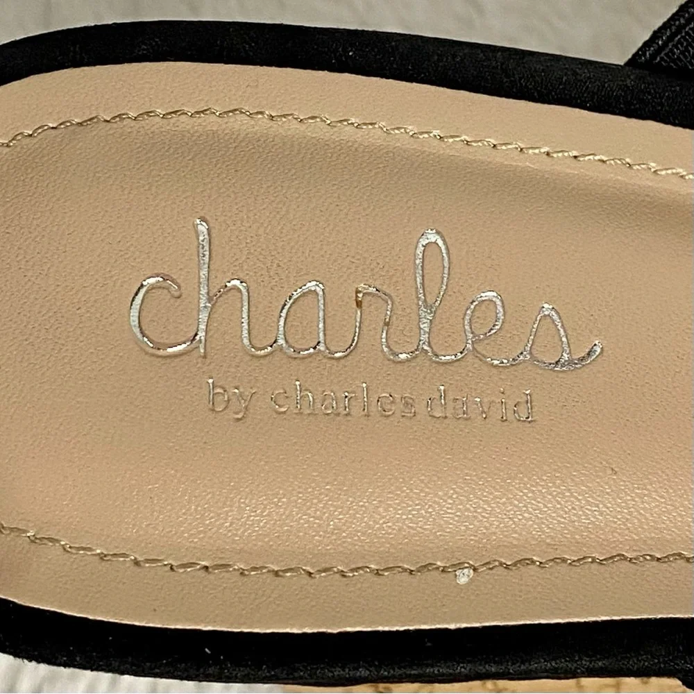 Charles by Charles David Latrice Black Cork Platform Wedge Sandals Size 10M